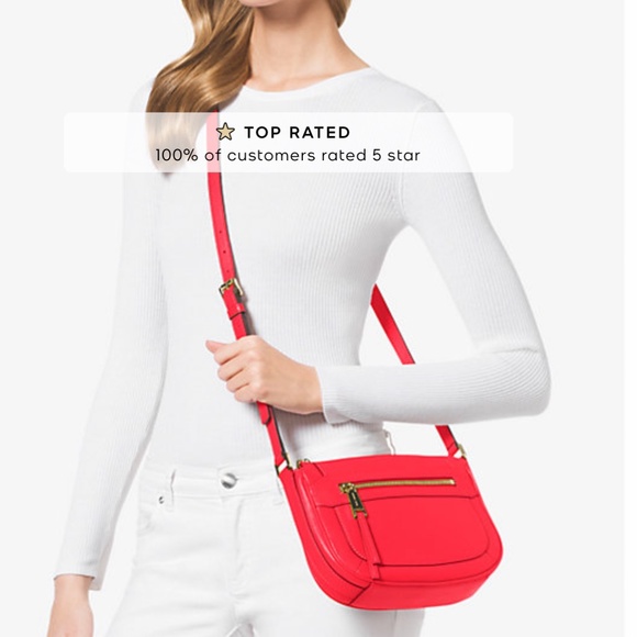 Michael Michael Kors Julia Medium Leather Messenger - Red - Picture 2 of 14